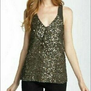 Nanette Lepore Stargazing Sequin Tank V neck size 0
